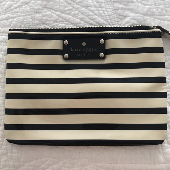 Kate Spade Black and White striped clutch - Picture 1 of 3